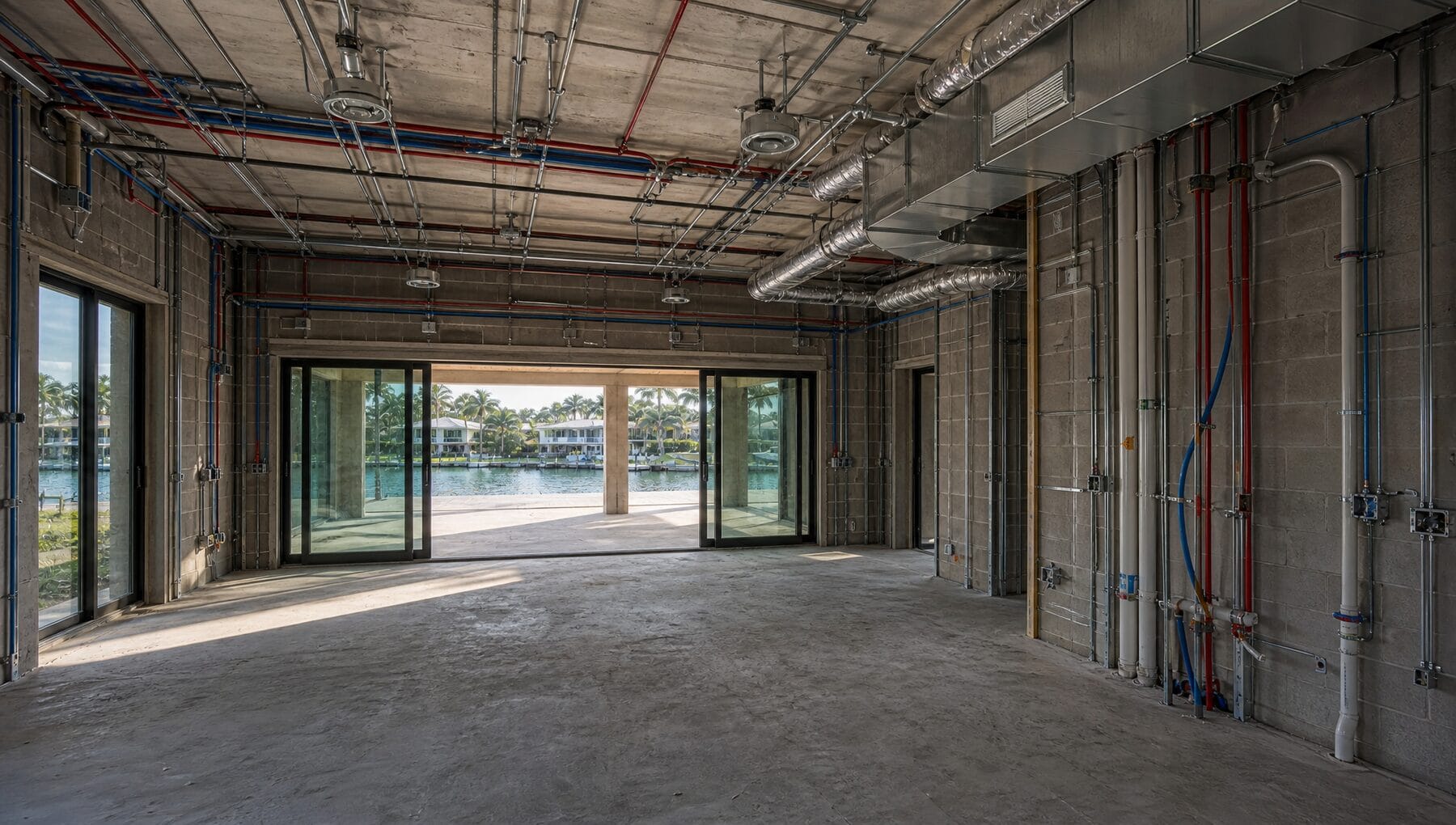 MEP rough-in — electrical, plumbing, ductwork, low-voltage pathways